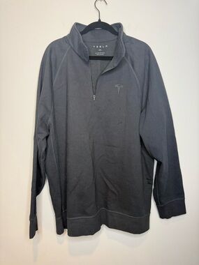 Tesla Men’s Quarter-Zip Pullover Sweater - Charcoal Gray
